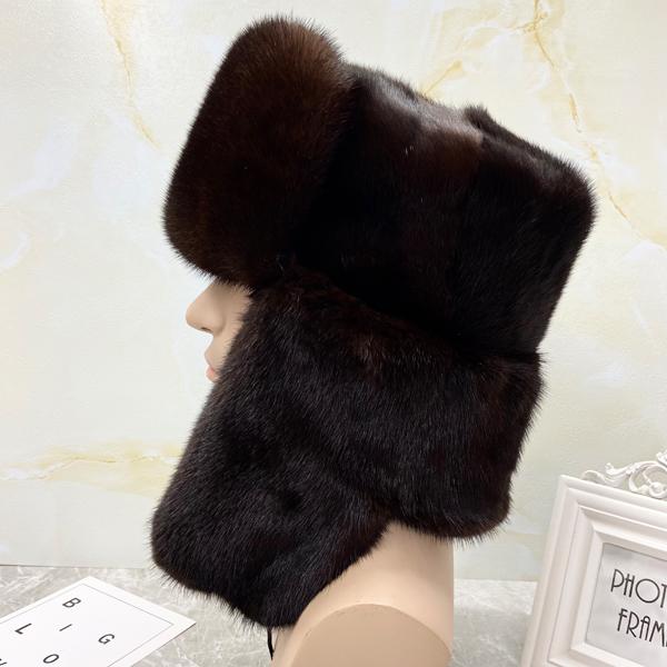 

Шапка-ушанка мужская роскошная зимняя шапка из цельного меха норки бомбер холодная шапка высокого качества в русском военном стиле шапка-траппер head size 55-62cm коричневый