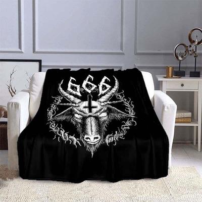 Lebka 3D tisk Satanic Throw Deka Přehoz přes postel Bytový textil Pohovka Tisk Deka Fleece Zimní Teplá flanelová deka Dárek k narozeninám