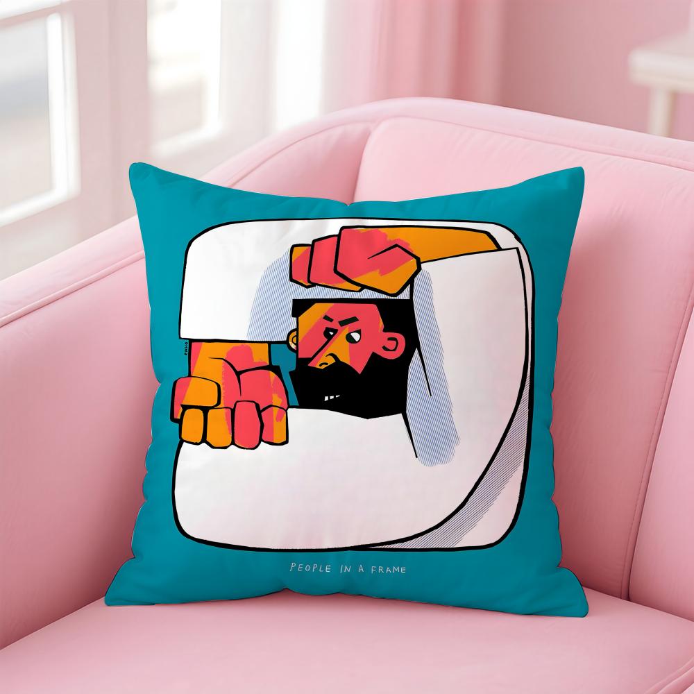 People Living In a Frame Cushion Cover Comfortable Reversible Pillow Cover Ideal for Car Sofa Bedroom & Beyond