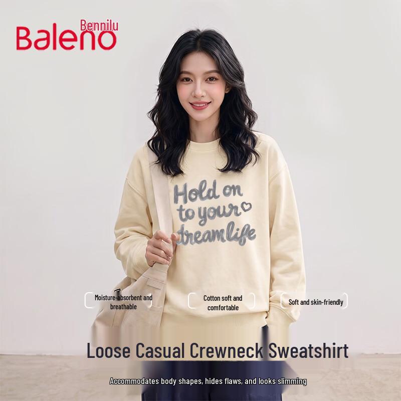 Baleno Women's Cotton Blend Crew Neck Sweatshirt