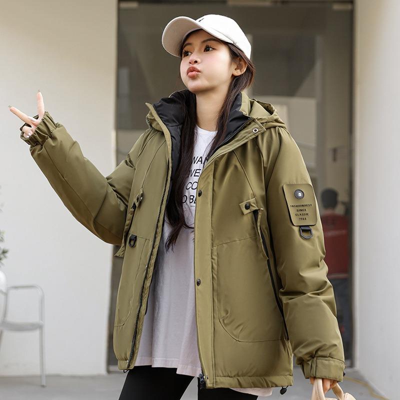 Outdoor jacket women's short model new winter thickened tooling casual down cotton-padded jacket jacket
