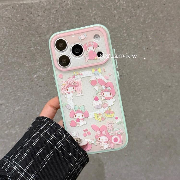 

Mint Strawberry Melody Apple Magnetic Phone Case for 17 Pro Max/16 Pro Max/15 Pro For iPhone 17