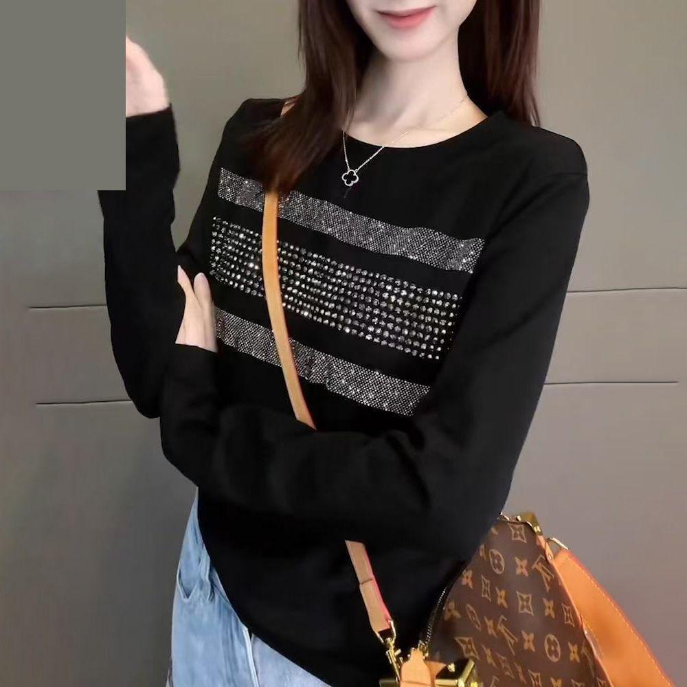 Autumn/Winter Korean Style Heavy Duty Crew Neck Long Sleeve Stylish Slimming Base Top for Women