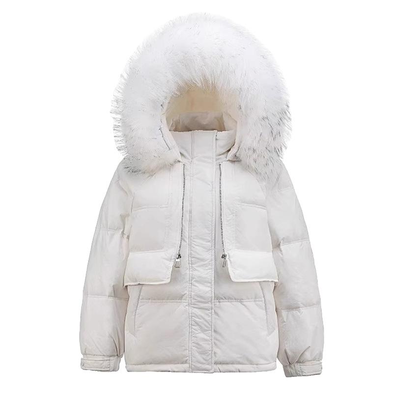 Raccoon Fur Collar Down Jacket Women's 2025 Winter New Fashion Warm Loose Small White Duck Down Bread Clothes Tide