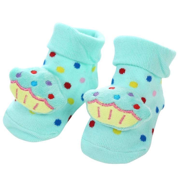 READY STOCK 0-12months Newborn New Cartoon Anti-skid Three-dimensional Doll Baby Socks Striped Dot Cute Children's Socks