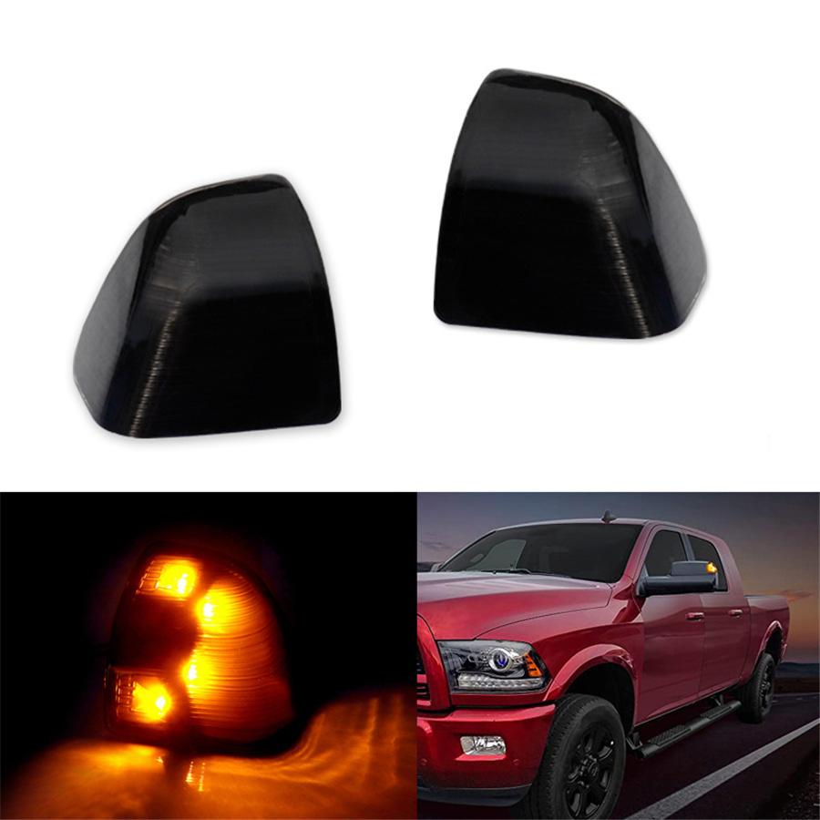 For Dodge Ram 1500 2500 3500 Smoked Lens Amber LED Side Mirror Turn Signal Light