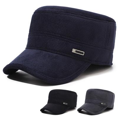 Winter Men's Flat Cap Thick Warm Velvet Cap Ear Protection Captain Cap