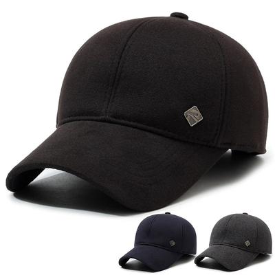 Hüte für Mittelalte und Ältere, Schirmmützen, Winterverdickte Herren-Thermo-Baumwollhüte, Ohrenschützer, Baseballkappen, Lässige Outdoor-Wollmützen