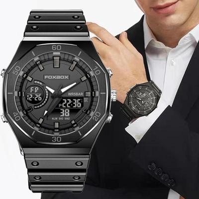 New Dual Display Watches For Men Casual Sports Chronograph Quartz Big Dial Wrist Watch Silicone Waterproof Digital Clock