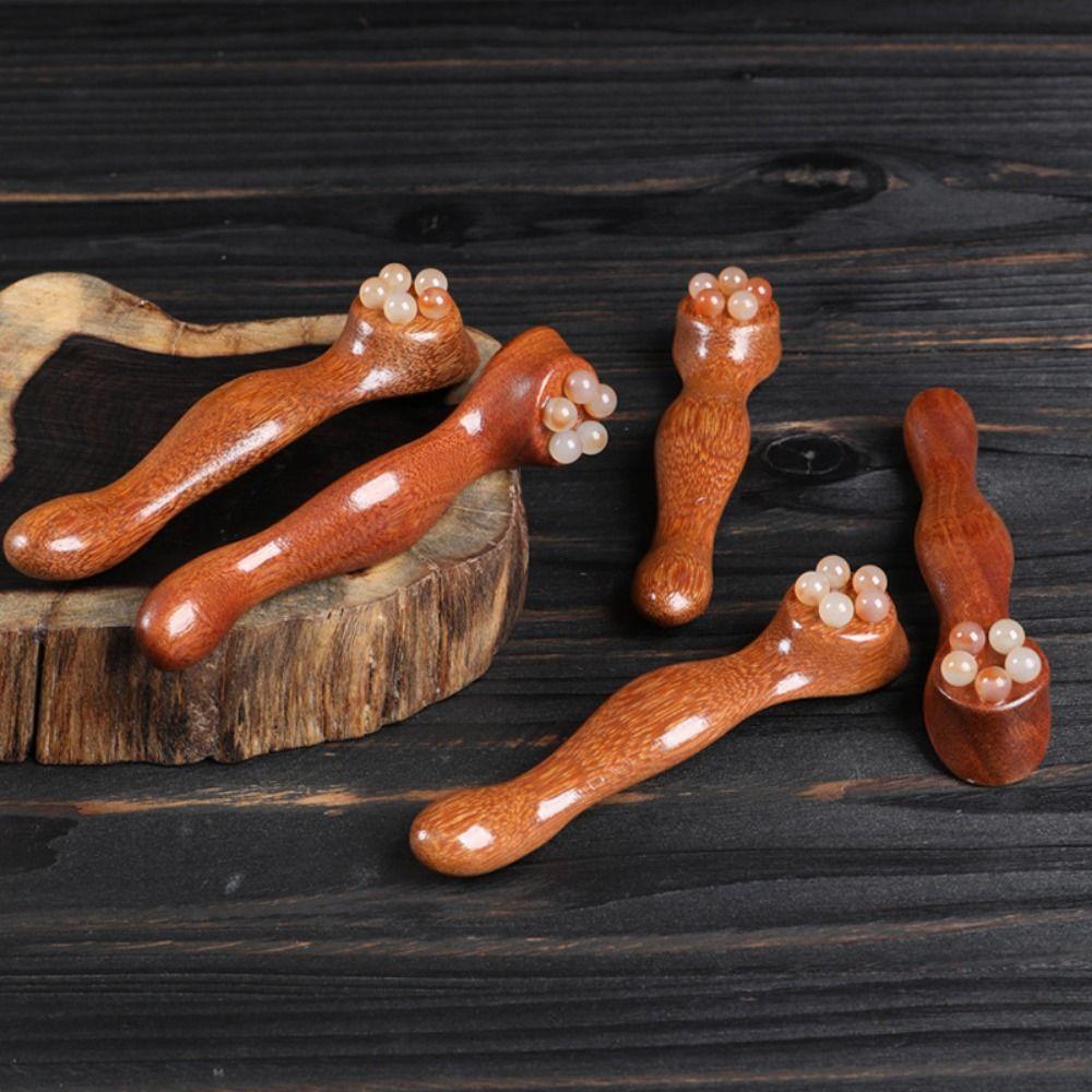 Five Beads Eye Massage Stick Sandalwood Handle Face Roller Massager Manual Massager  Eye Area