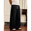 European and American Men's Jeans Trendy High Street Solid Color Casual Simple Loose Wide-leg Non-elastic Trousers