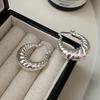 S925 Sterling Silver Niche Design Sense Croissant Hollow Ear Buckle Korean Style Retro Earrings