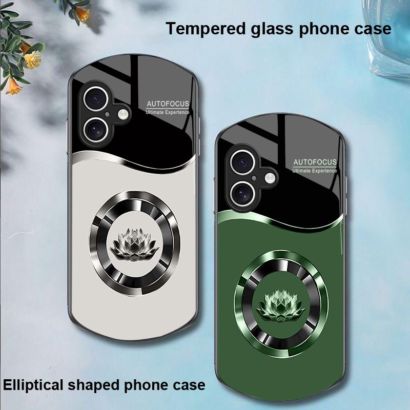 Kreis Lotus Weiß Für Apple IPhone 16 11 13 15 14 Pro Max 12 Mini 7 8 Plus XR X XS Elliptisch Geformte Hülle aus Gehärtetem Glas