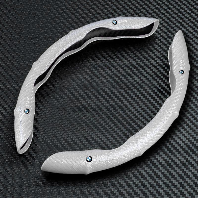 2Pcs Car Steering Wheel Cover Carbon Fiber Sports Ultra-thin Non-slip Card Cover For Bmw M Performance M3 M5 M6 F01 F20 F13 F30 F34