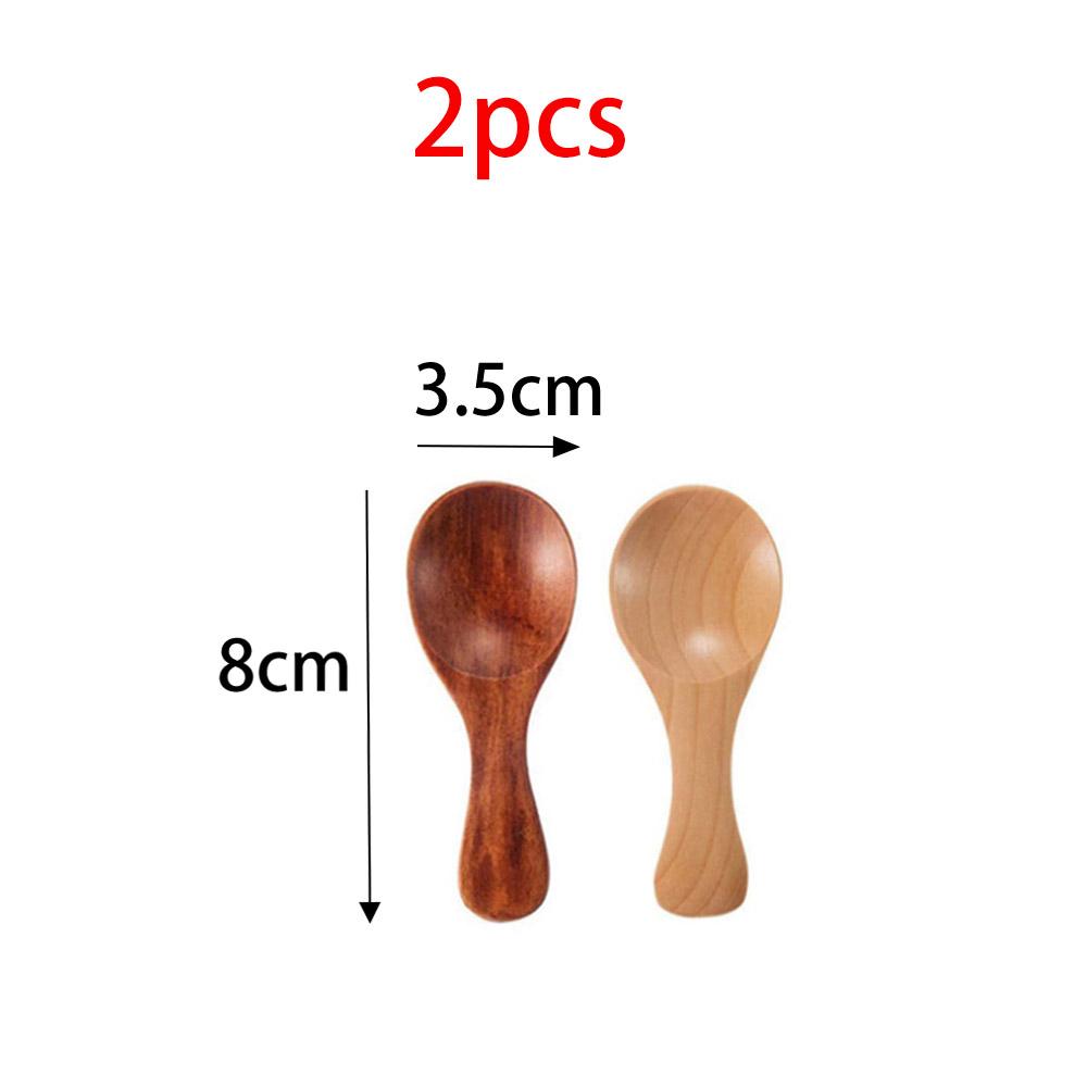 Wooden Spoon 2/4Pcs Lot Mini Condiment Honey Sugar Tea Coffee Ice Cream Scoop Kid Children Round Shape Home Kitchen Accersorries