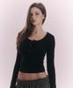 Peullijeunopallou Tanny Button Ribbed Long Sleeve Top (Black)