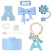 8PCS Cup Accessories Set for Stanley Cup 30oz 40oz, A-Z Initials Decorations, Including Silicone Straw Cover Cap