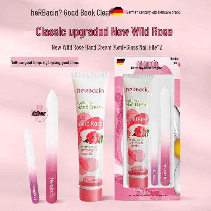 Herbacin Chamomile & Rose Hand Cream Set with Nail File