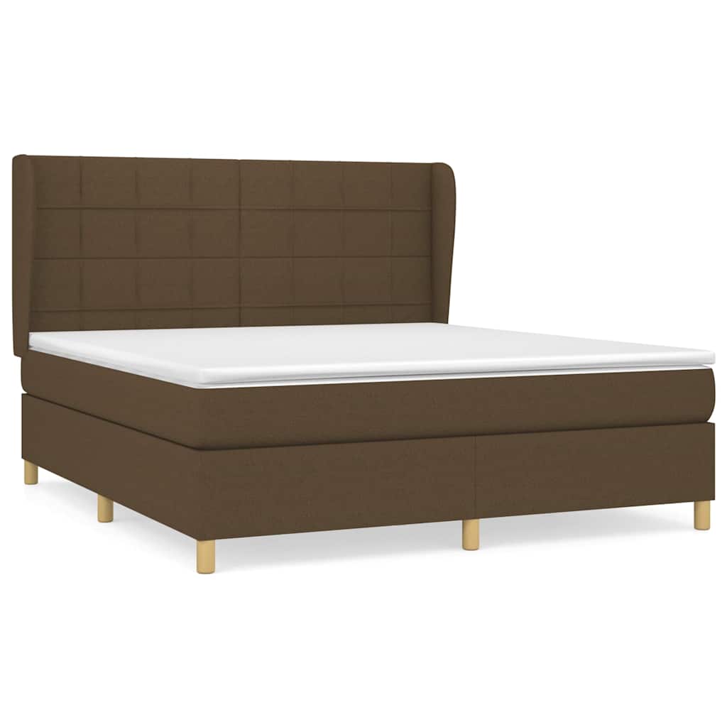 Box Spring Bed with Mattress Dark Brown 160x200 cm Fabric