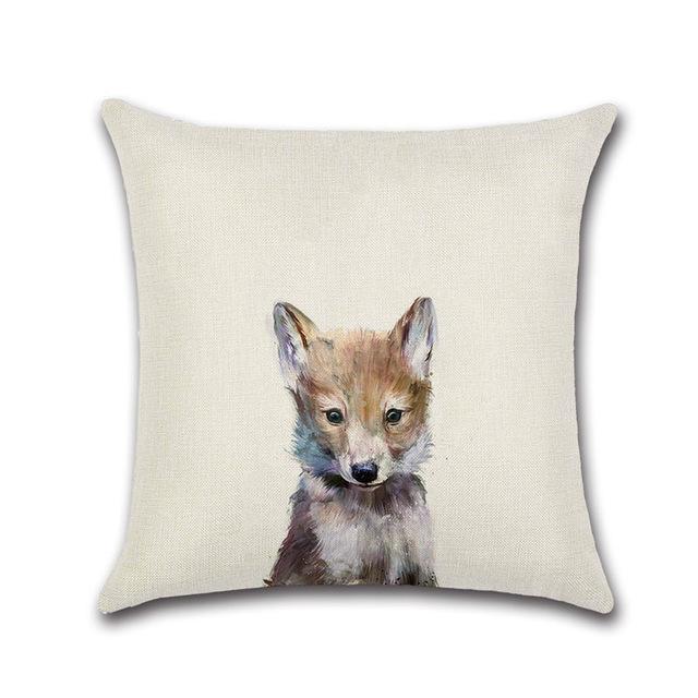 Cute Cartoon Rabbit Printed Cushion Cover Cotton Linen Bear Owl Pillow Case Sofa Decorative Pillowcases Cover Funda De Almohada