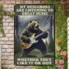 Metal Poster Vintage Guitar Bear 8x12 Inch Music Wall Art for Bar Pub Garage
