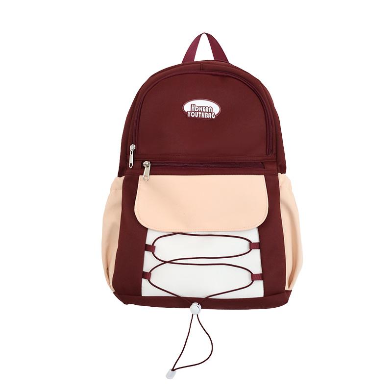 Contrast Color Nylon Backpack Large Capacity Student Schoolbag Small красный