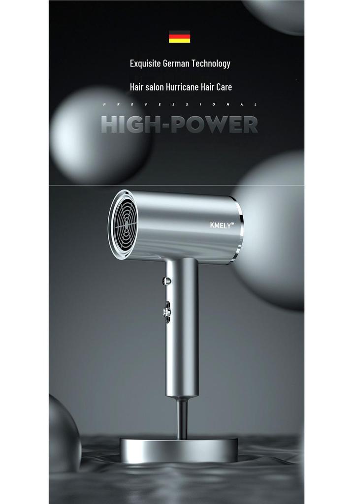 High Power Quiet Hair Dryer with Negative Ion Technology for Quick Drying, Ideal for Dorms and Men's Use