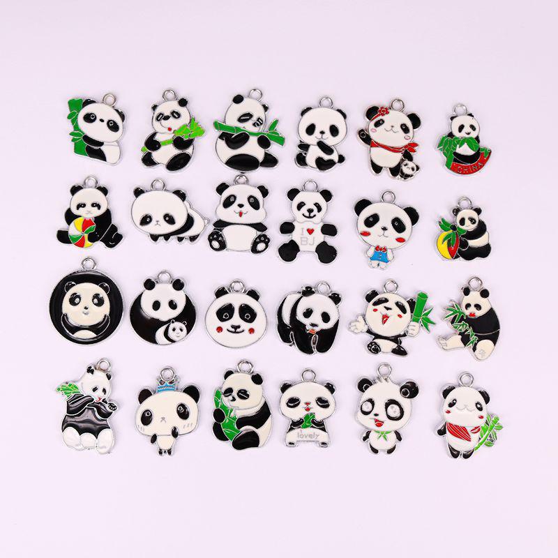 Korean Style DIY Panda Pendant Jewelry: Alloy Drip Oil Pendant for Bracelets & Keychains.