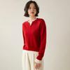 Korean Style Color Block Women's Cashmere Knit Patchwork Top - Fake Two-Piece, Round Neck, Long Sleeve