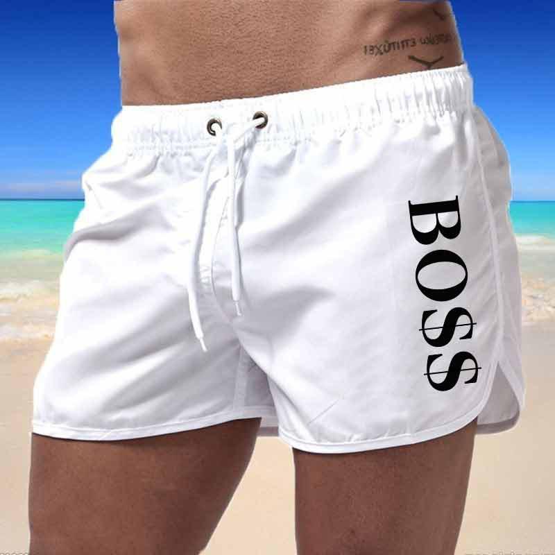 

Men s European and American Fashion Multi-color Polyester Beach Sports Shorts - Three-quarter Length XL білий