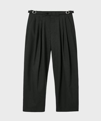 TY Ty Stripe Three-Tuck Trousers, Chacoal