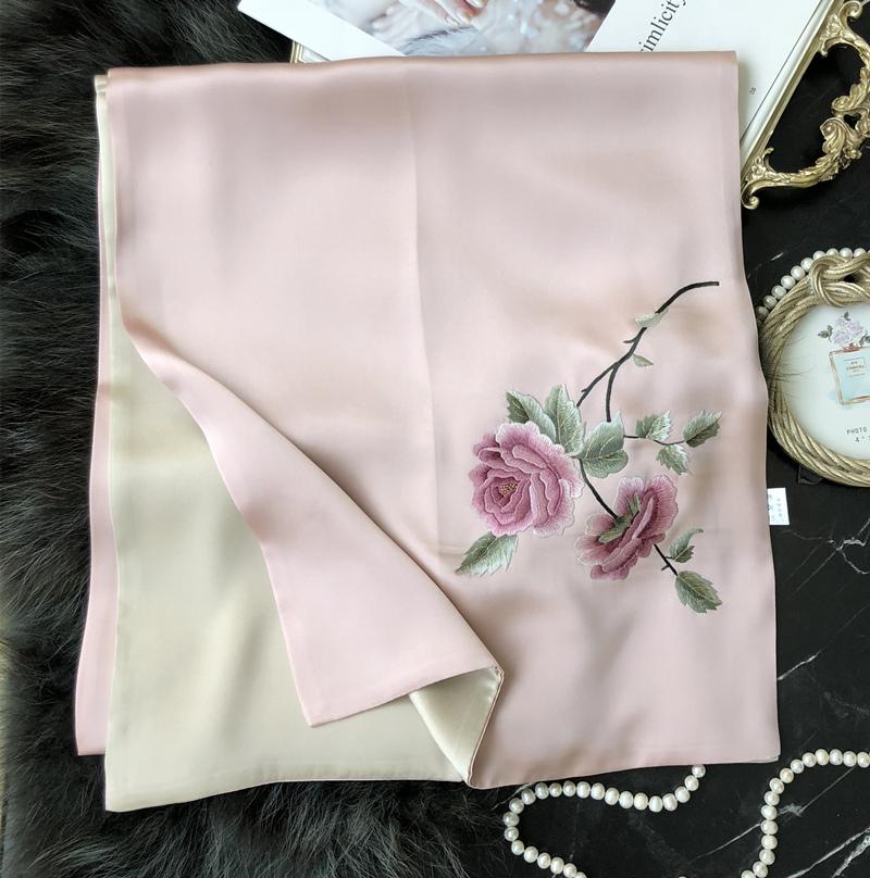 

Шарф-шаль из натурального шелка Вышитый в Сучжоу Модный Элегантный Пашмина Накидка Подарок Жене Матери Подруге Женщинам 100% Шелковый Шарф 155-35 cm