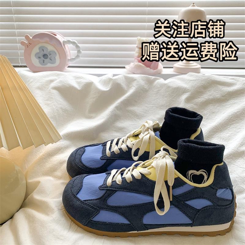 

Retro color matching inner heightening platform German training shoes women s 2025 summer new contrasting color lightweight board shoes sports and 35