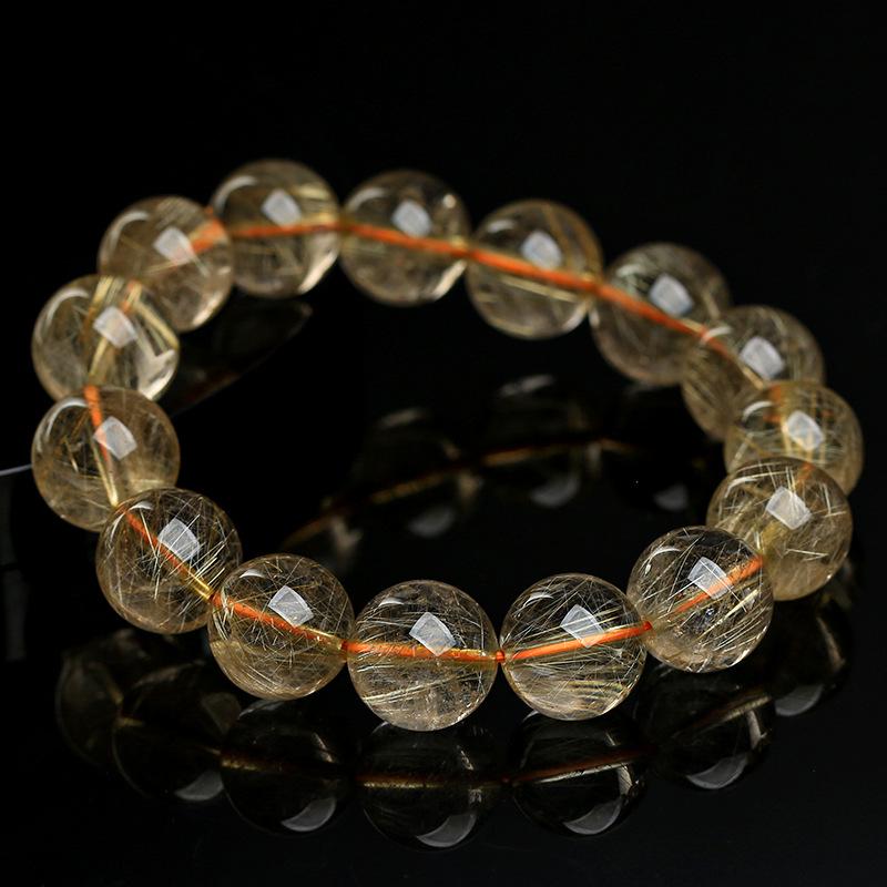 Golden Rutilated Quartz Crystal Beads for DIY Jewelry Accessories