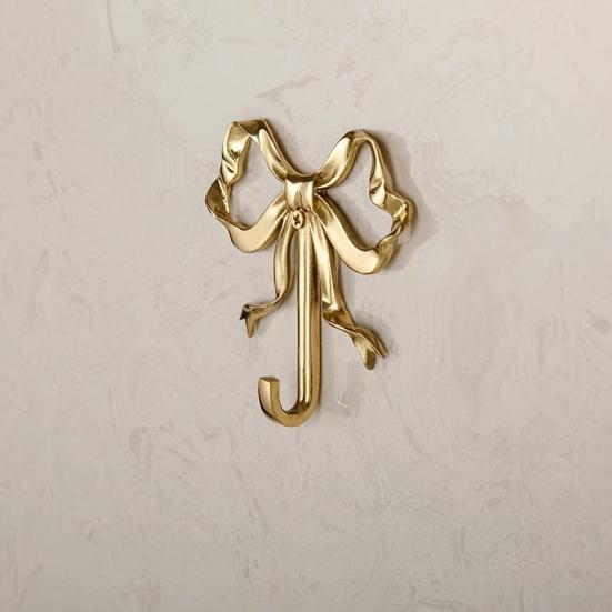 1/2Pcs Decorative Bow Hanger Hat Hooks Strong Load-bearing Simple Installation Wall Mount Bow Shaped Towel Hooks