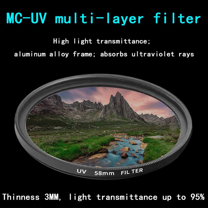 ERIKOLE Universal HD UV Lens Filter - 37 40.5 43 46 49 52 55 58 62 67 72 77 82 mm for DSLR SLR Camera UV Protector Filter