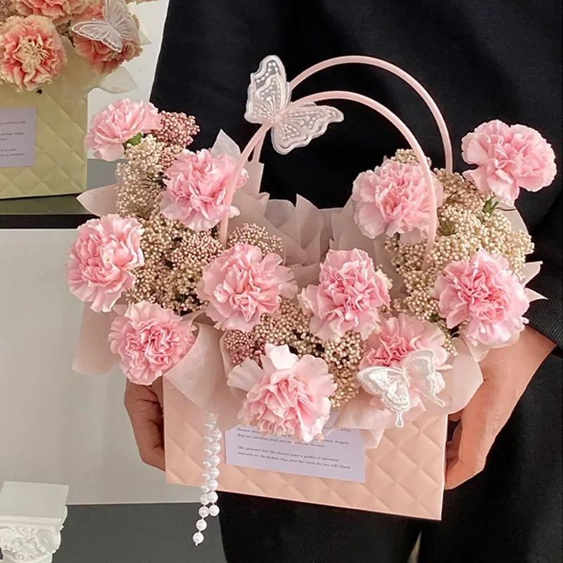 1-10PCS Reusable Waterproof Flower Gift Tote Bag Portable Floral Packaging Bag for Wedding Birthday Party Bouquet ArrangementUse