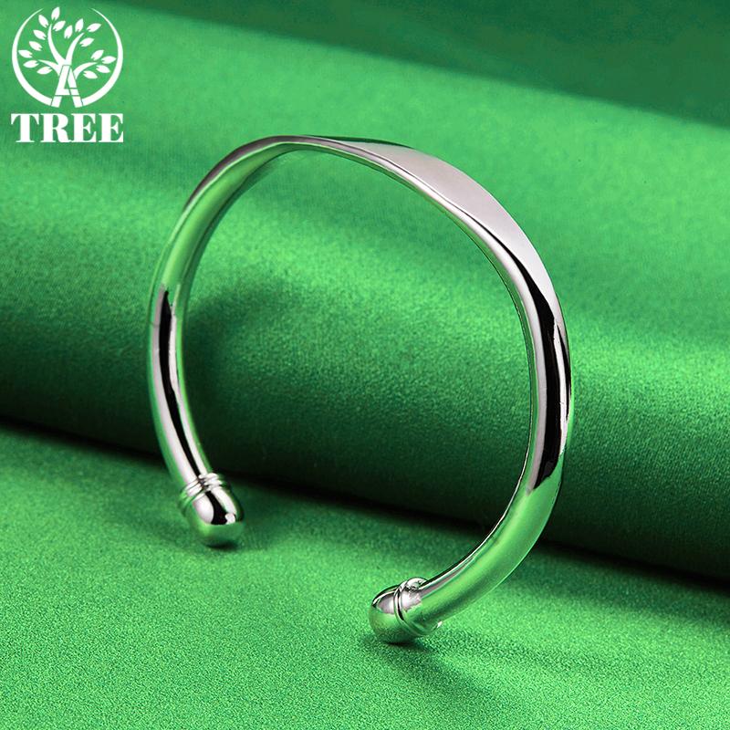 925 Sterling Silver 5mm Adjustable Double Bead Cuff Bangles Bracelet Gift For Woman Man Christmas Wedding Engagement Jewelry