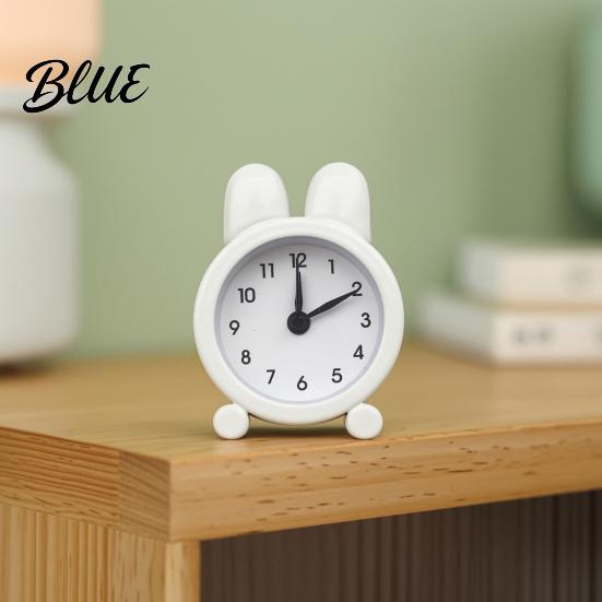 Tischuhr Metall Cartoon Hase Wecker Stumm Nicht Ticken Kinder Ruhig Batteriebetrieben Schreibtisch für Zuhause Schlafzimmer Arbeitszimmer