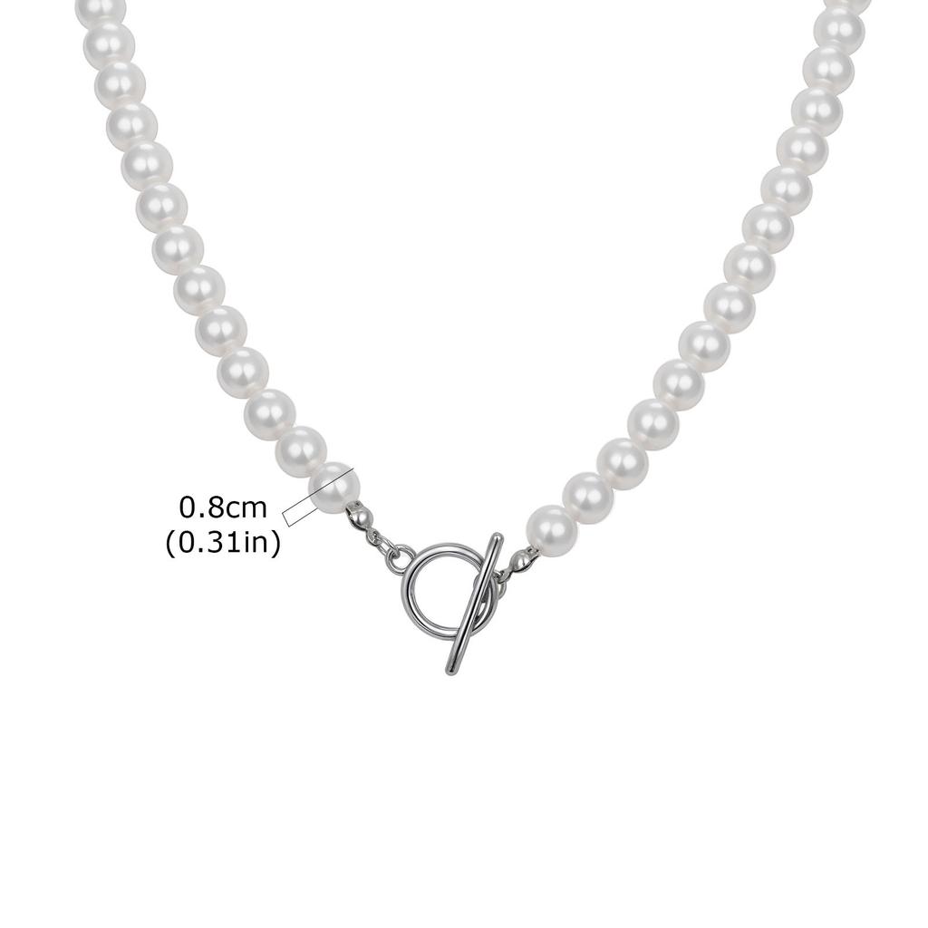 Modisches Metall-OT-Schnallen-Perlen-Halskette für Männer Frauen, Leichter Luxus Handgefertigte Perlen Halskette Schmuck Unisex