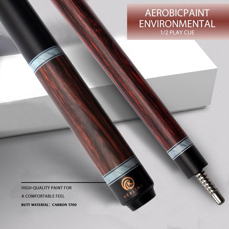 OKHEALING Pool Cue Carbon Fiber Billiards Sticks 12.4mm Tip Radial Pin Joint 147cm/58inch Length 19~21oz Weight