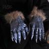 Werewolf Claw Gloves Realistic Claws Gloves, Furry Black Wolf Paw Costume Headgear, Halloween Non-falling Decoration Beast Animal Props for