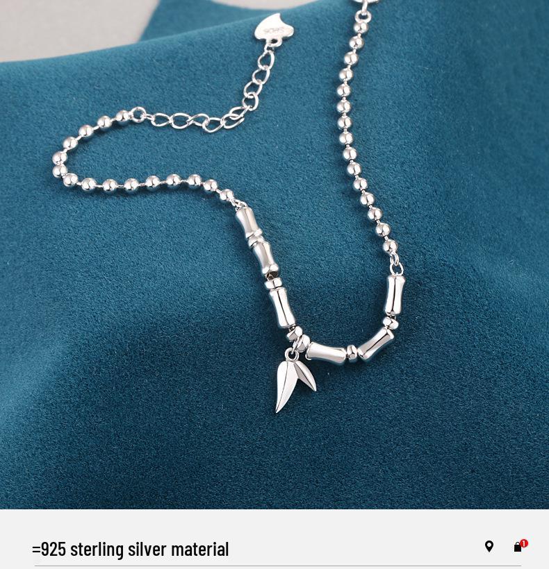 Women's High-End S925 Sterling Silver Bamboo Bead Bracelet: Elegant Chinese Ancient Style