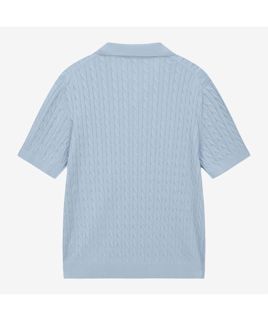 Noseupeiseu Nt7As00B Men'S Cable Short Sleeve Polo Sweater Ice Blue