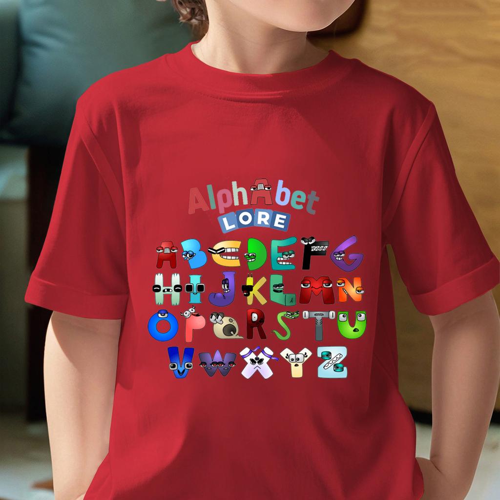 Alphabet Lore Anime Game TShirts Boys Girls Summer ONeck Short Sleeve Tee Alphabet Graphic Kids T Shirts Childrens Clothing