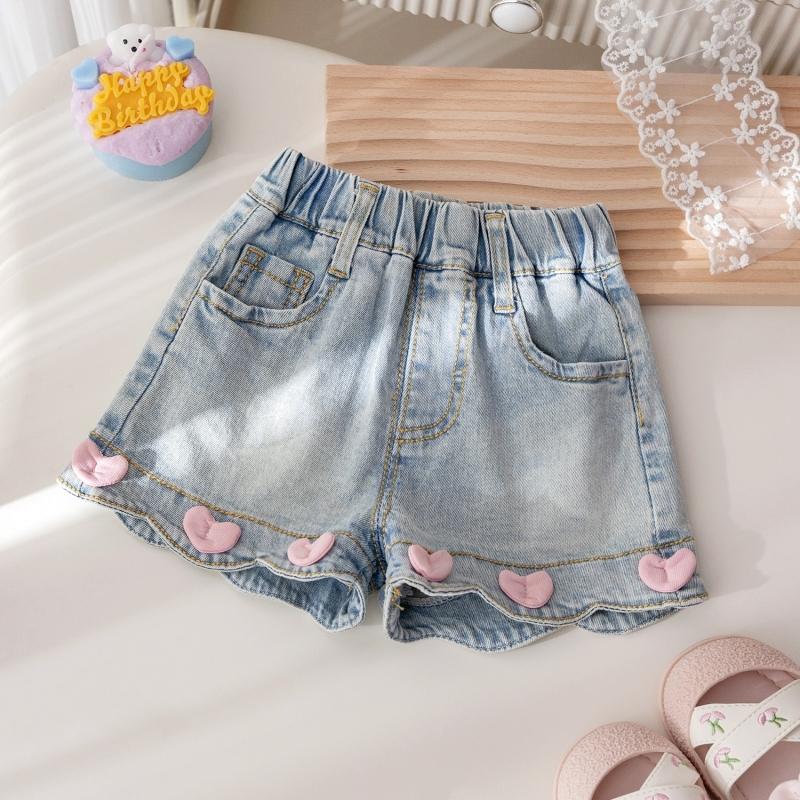 

Girls Short Denim Pants Summer Fashionable Style Children Jeans Pants Children s Korean Version Clothing 130 синій