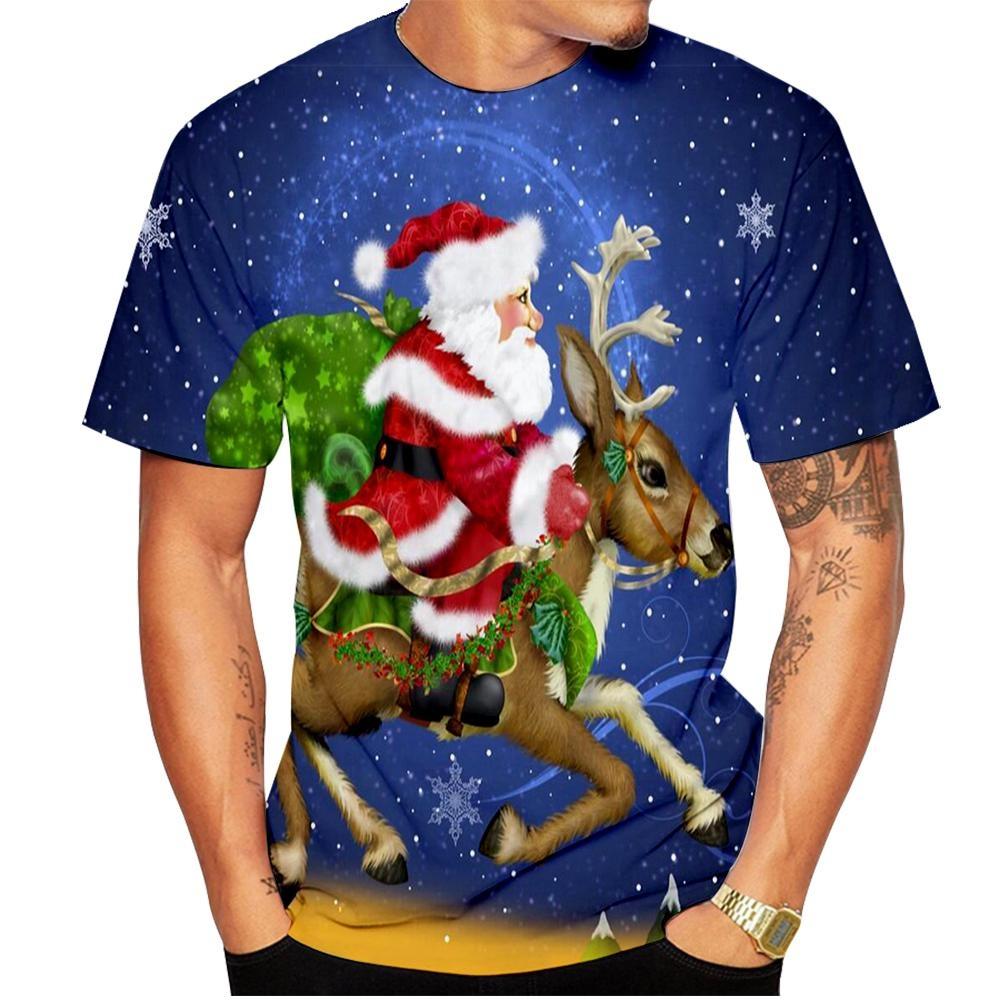 New Fashion Men's Women's T-Shirt Santa Claus Casual 3D Printed Summer Hip Hop Round Neck Cool Christmas Kids Short Sleeve