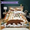 Vintage Bear Pattern Bedding uilt Set uilt Cover Pillowcase Home Decoration Birthday Gift (1 * duvet cover + 2 * pillowcase without core)