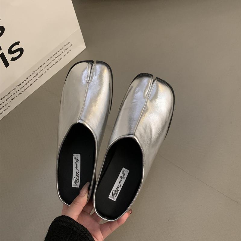 Bailamos Women Split Toe Slippers Round Toe Shallow Lazy Boat Slingback Mules Shoes Tabi Ninja Slip On Flats Soft Loafers Mujer