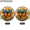 Acrylic Blue-Orange Butterfly with Yellow Flowers Suncatcher, Stained Glass Effect Window Hanging Ornament for Nature & Art Lover Gifts
